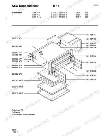 Взрыв-схема плиты (духовки) Aeg 3200F-D GB - Схема узла Section3